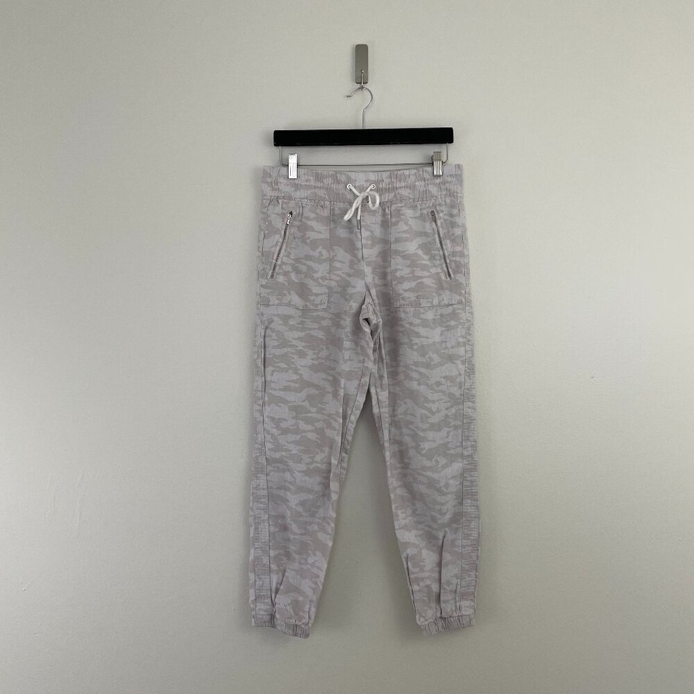 Athleta Cabo Tide Linen Jogger Neutral Camo Pants Size 10